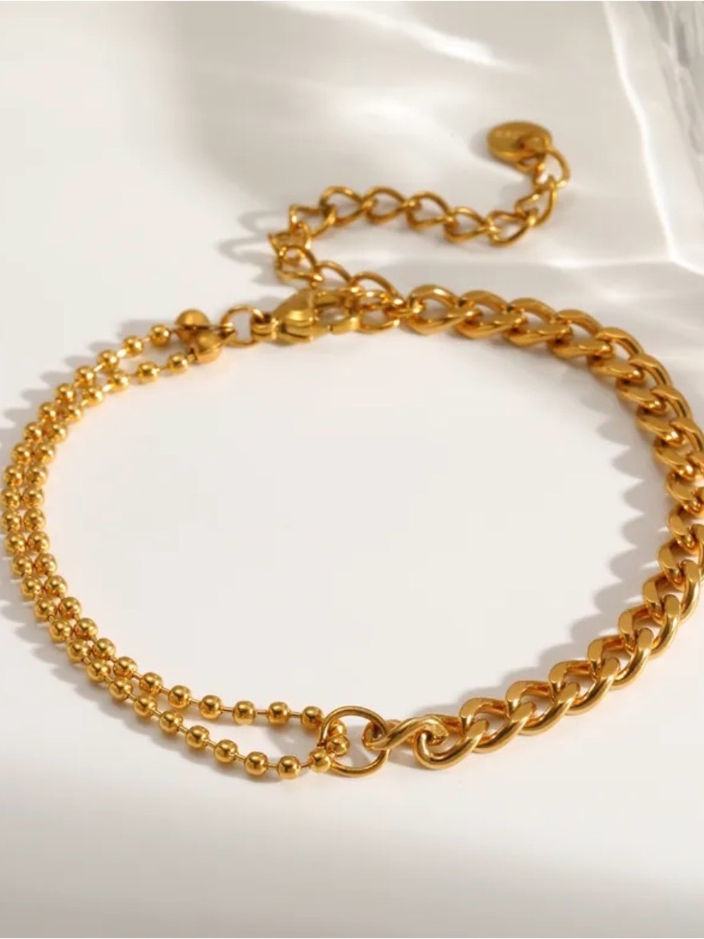 Gold or Two-Tone Chain Link Bracelet | PVD Gold Coated Stainless Steel - Picture 4 of 5